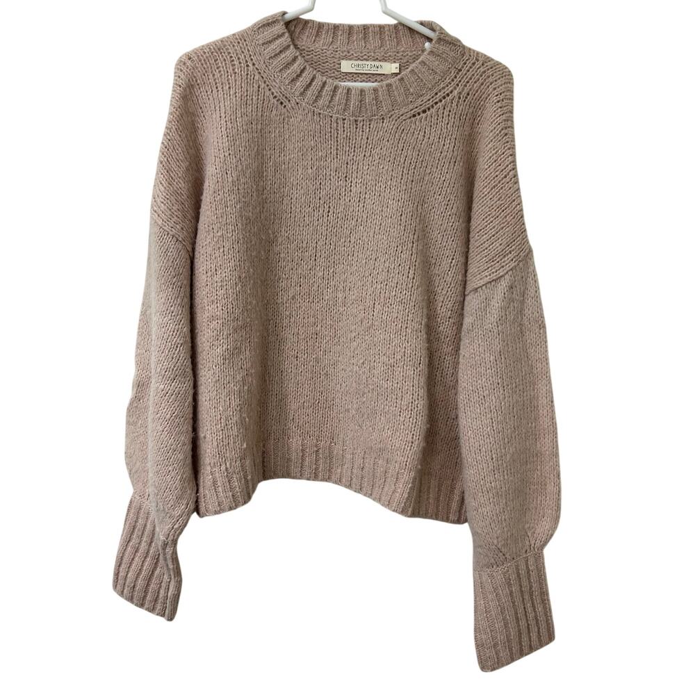 Christy Dawn Womens Sz XS Pink Alpaca & Cotton Slouchy Sweater Cozy Quiet Luxury